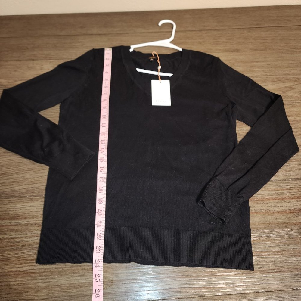 Quince Lightweight Cotton Cashmere V-Neck Sweater NWT Black Med - Picture 2 of 7